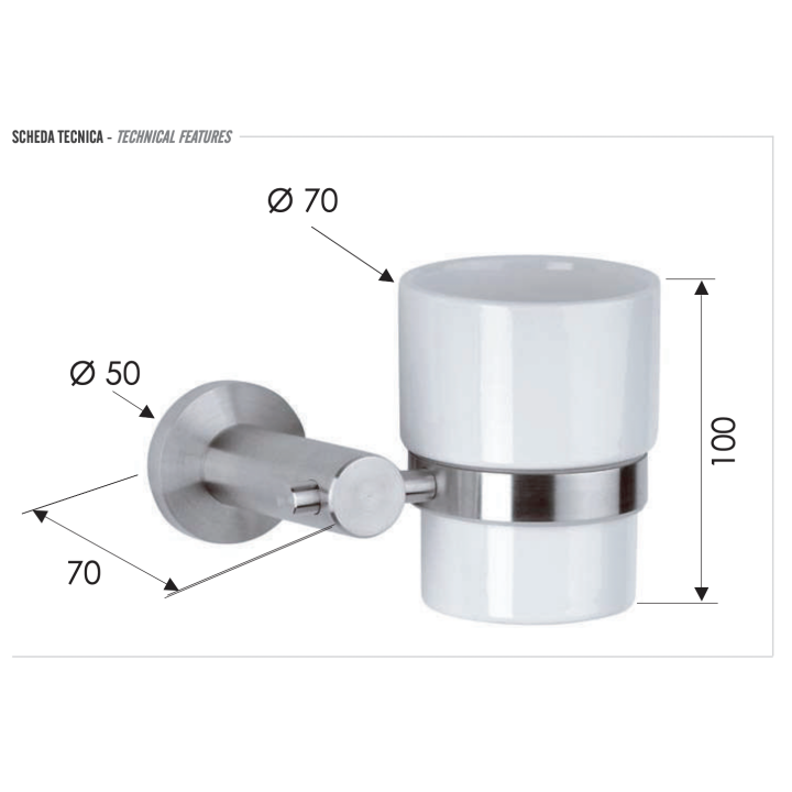 Стакан для ванны Remer Rubinetterie INOX, Mi15INOXCR
