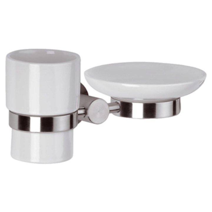 Стакан с мыльницей Remer Rubinetterie, Mi17INOXCR