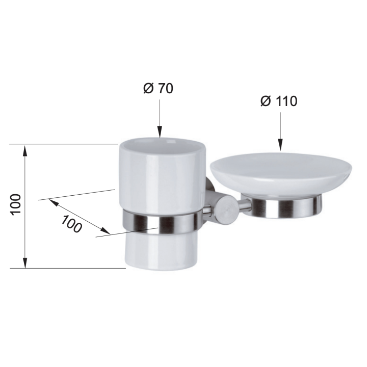 Стакан с мыльницей Remer Rubinetterie, Mi17INOXCR