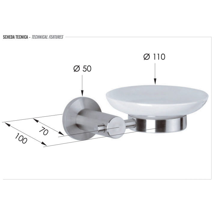 Мыльница Remer Rubinetterie Minimal INOX, Mi10INOXCR
