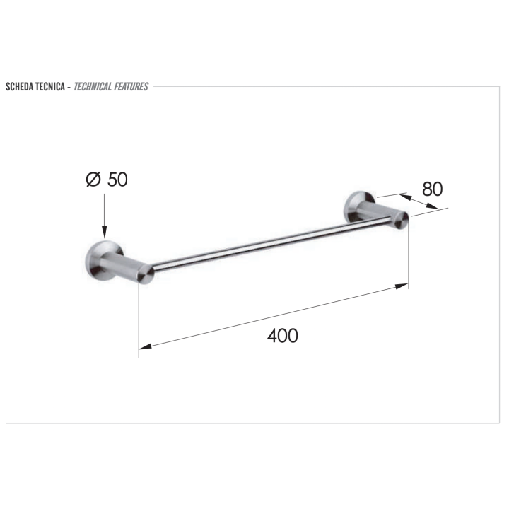 Полотенцедержатель Remer Rubinetterie, Mi40INOXCR