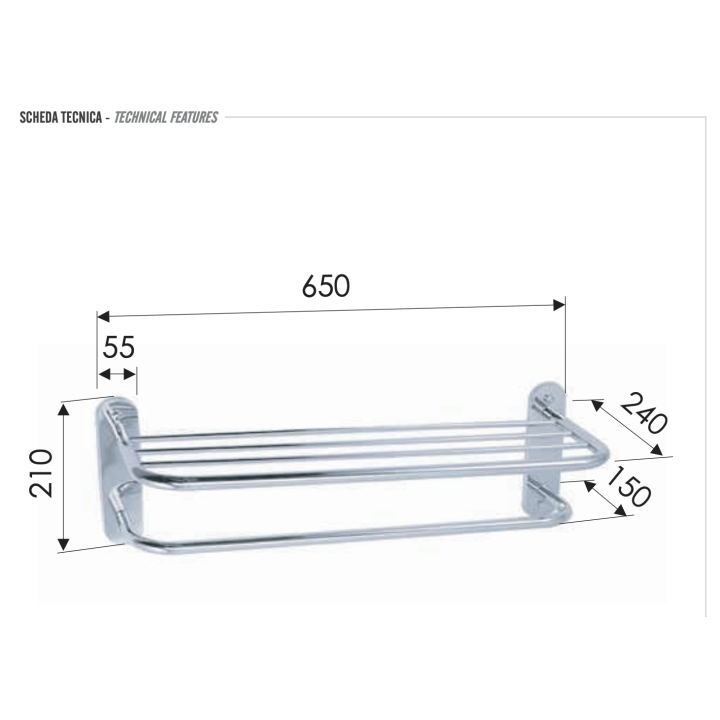 Полотенцедержатель Remer Rubinetterie RB470CR