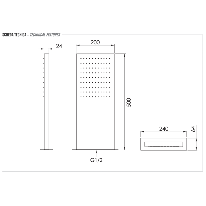 Настенный душ Remer 50x20 см хром, 350SSX