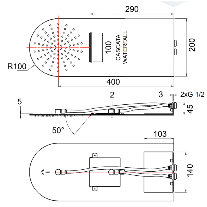Верхний душ Remer Rubinetterie черный матовый, 350UFMCANOX