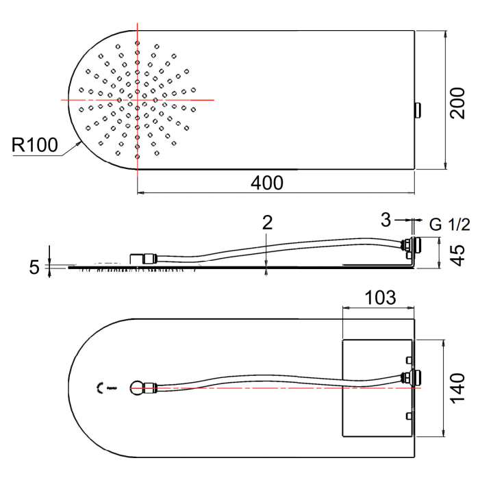 Верхний душ Remer Rubinetterie хром 350UFMX