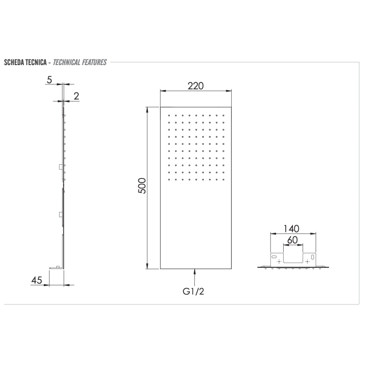 Верхний душ Remer Rubinetterie INOX, SS350UFX