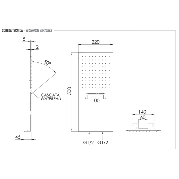 Верхний душ Remer Rubinetterie 350UFCANOX
