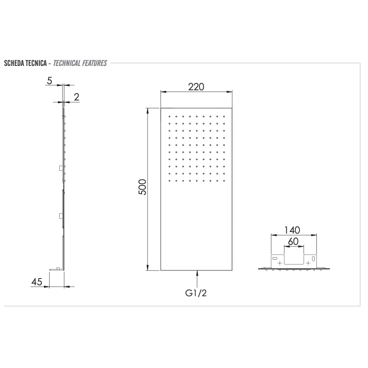 Верхний душ Remer Rubinetterie 350UFNOX