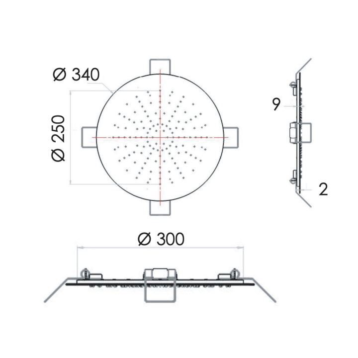 Верхний душ Remer Rubinetterie 34 см, 357EFM34