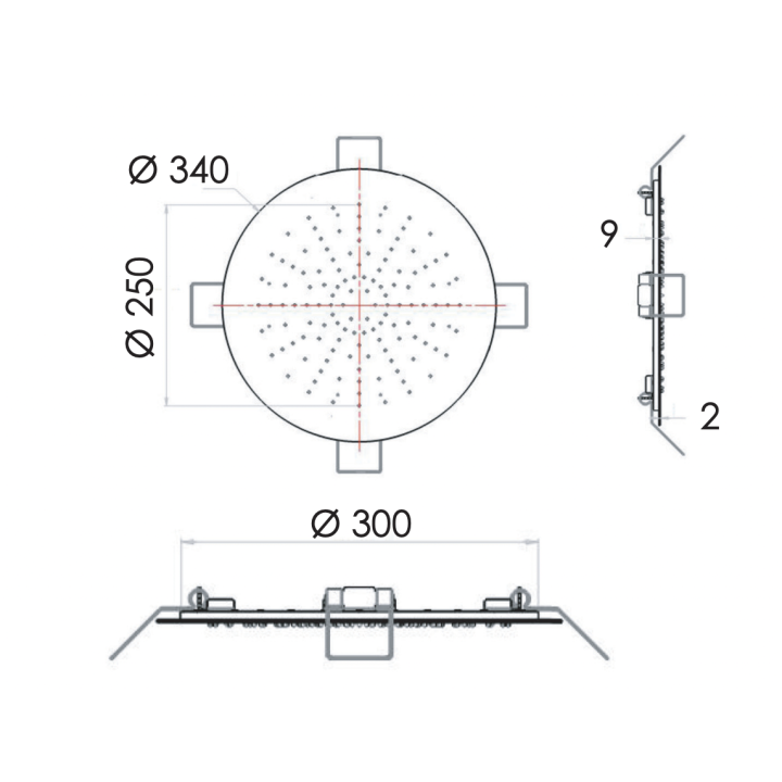 Верхний душ Remer Rubinetterie X Style Inox, SS357EFM34