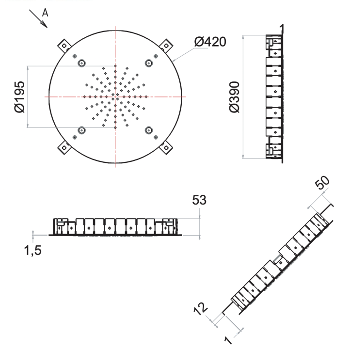 Душ Remer Rubinetterie хром 42 см, 357SFM42N
