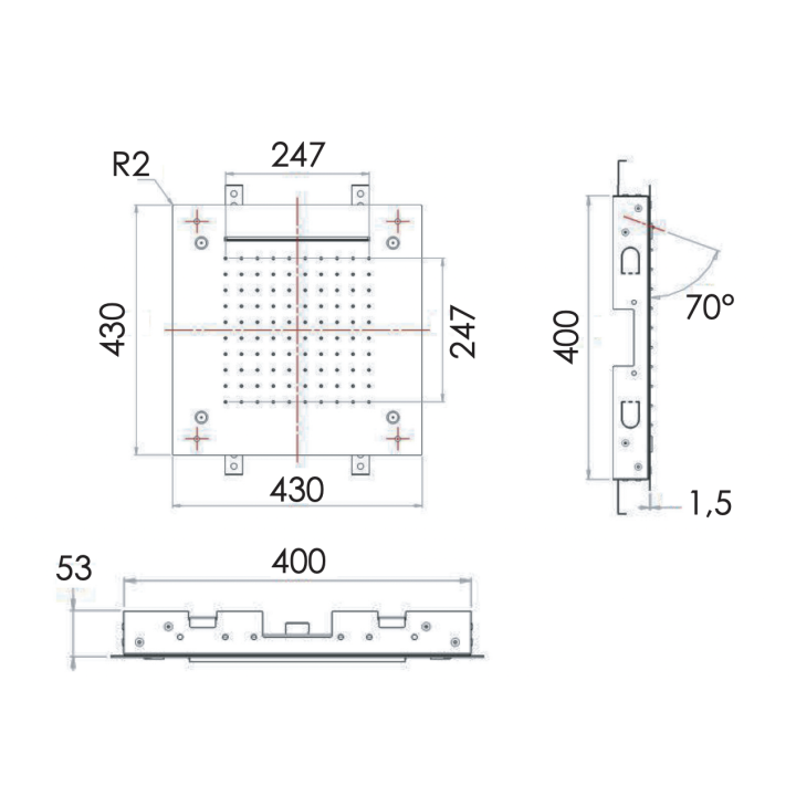 Верхний душ Remer 43 см хром, 357SFS43NC
