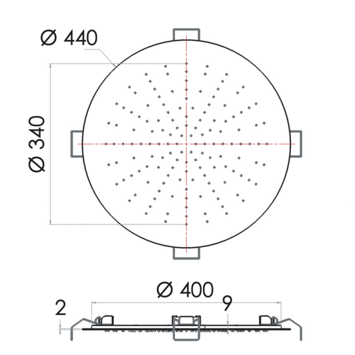 Душ потолочный Remer 44 см белый матовый, 357EFM44BO