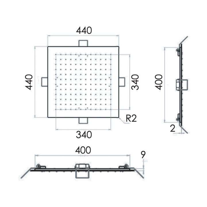 Потолочный душ Remer Rubinetterie черный, 357EFS44NO