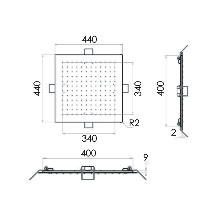 Душ Remer Rubinetterie X Style Inox 44 см, SS357EFS44