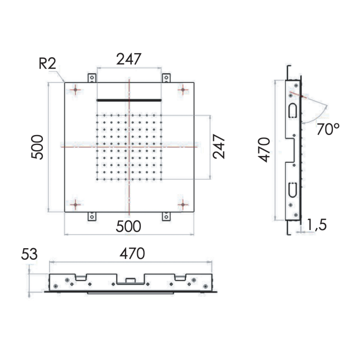 Верхний душ Remer Rubinetterie 50 см, 357SFS50C