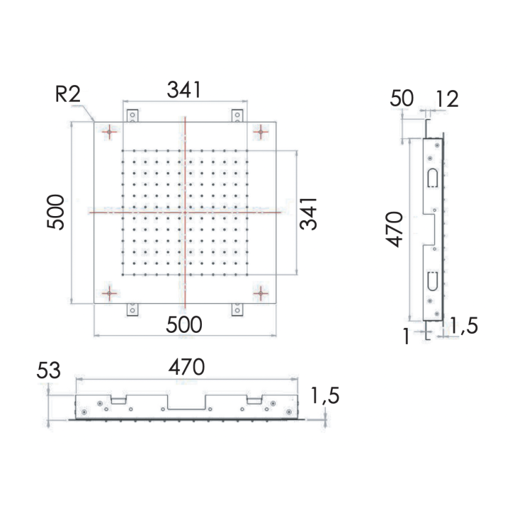 Верхний душ INOX 50 см Remer Rubinetterie, SS357SFS50