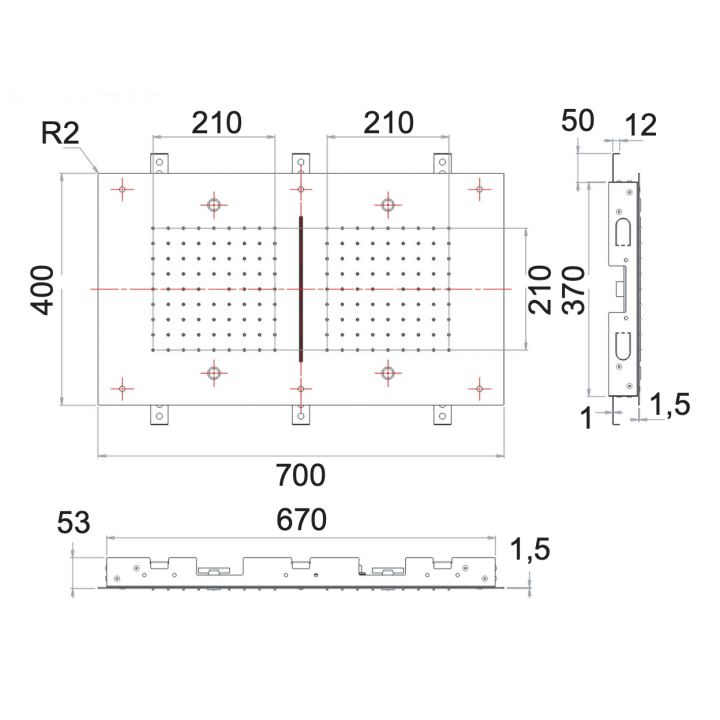 Верхний душ Remer Rubinetterie 70x40 см, 357SFR7040NC