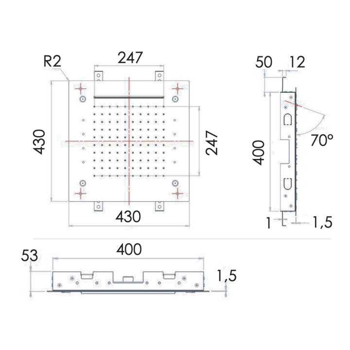 Верхний душ с подсветкой Remer Rubinetterie, 357RS43NC