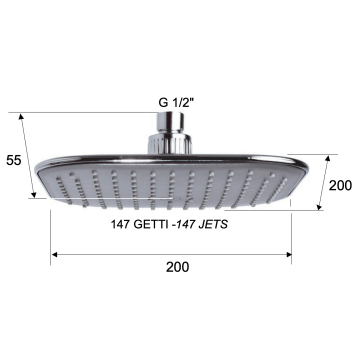 Верхний душ Remer Rubinetterie 20 см хром, 354QIX