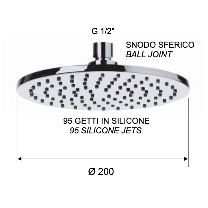 Верхний душ Remer Rubinetterie 20 см, 359MM20CFPX