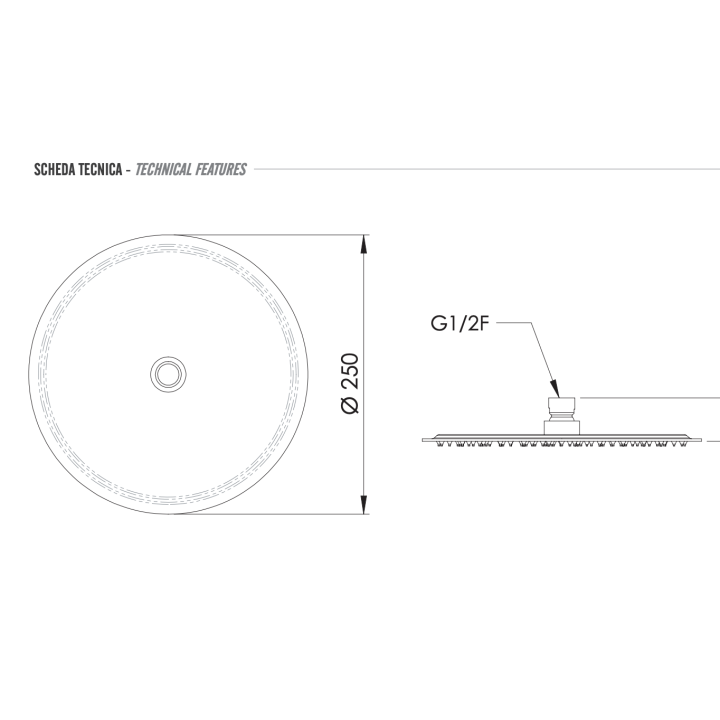 Верхний душ Remer Rubinetterie X Style, SS357UFM25X