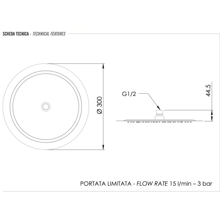 Верхний душ Remer Rubinetterie 30 см, 357UFM30BOX