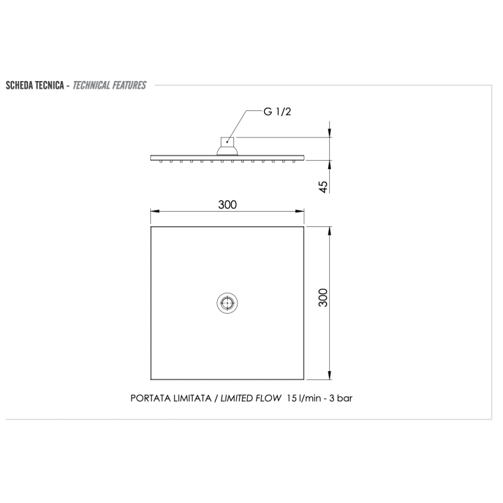 Верхний душ Remer 30 см золото, 359SSLDOX