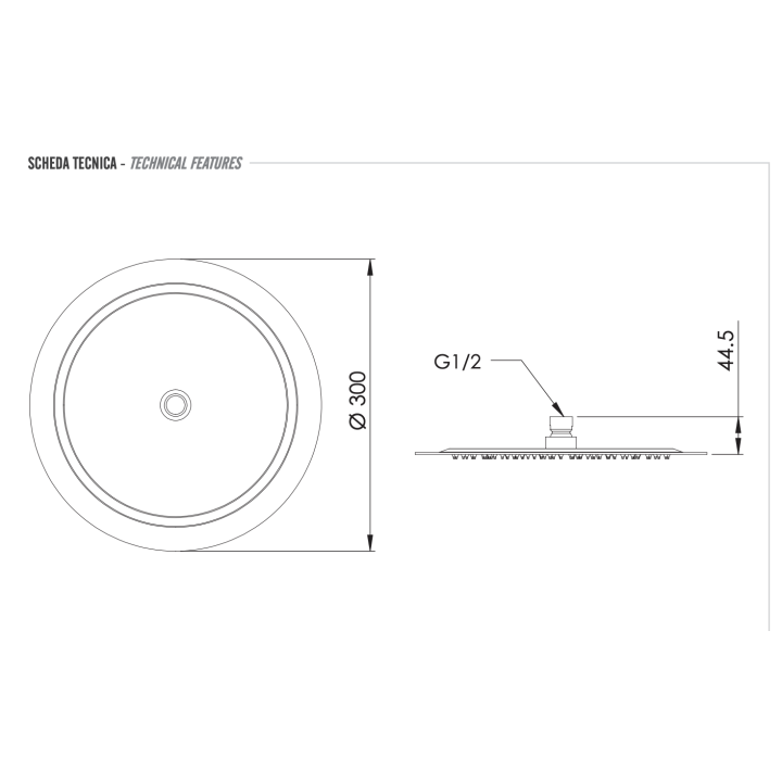 Верхний душ Remer Rubinetterie 30 см, SS357UFM30X