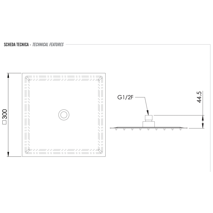 Верхний душ Remer Rubinetterie INOX, SS357UFS30X