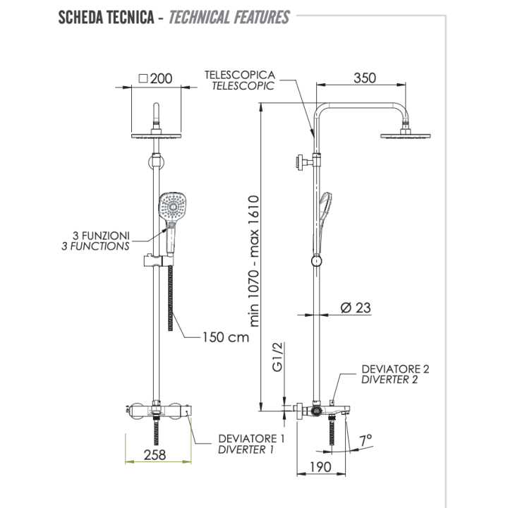 Душевая система Remer Infinity, I34A8CPAD20