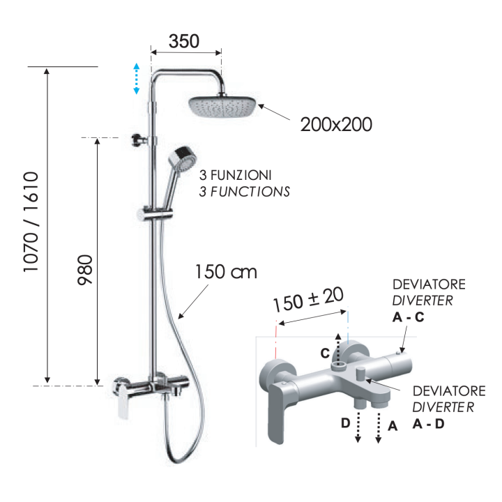 Душевая система Remer Rubinetterie, I34AAD20