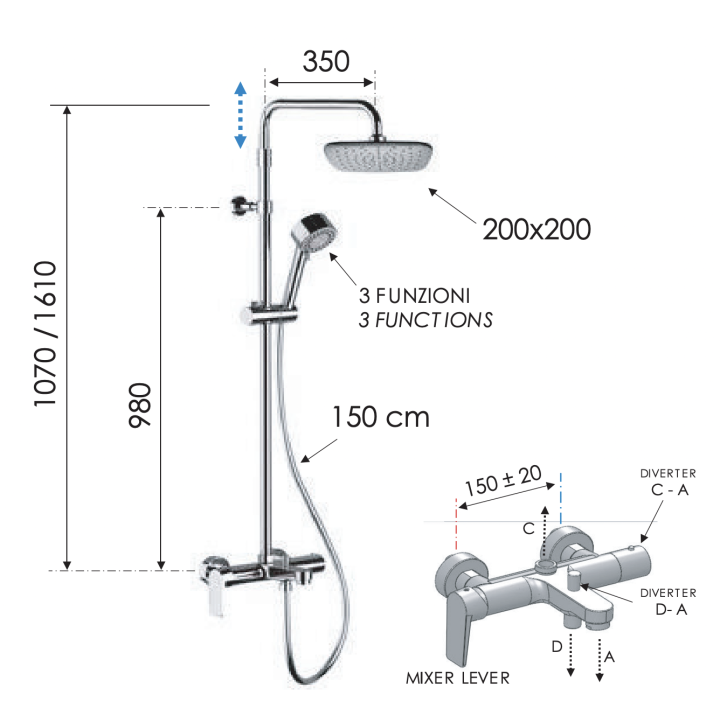 Душевая система Remer Rubinetterie Dream, D34AAD20