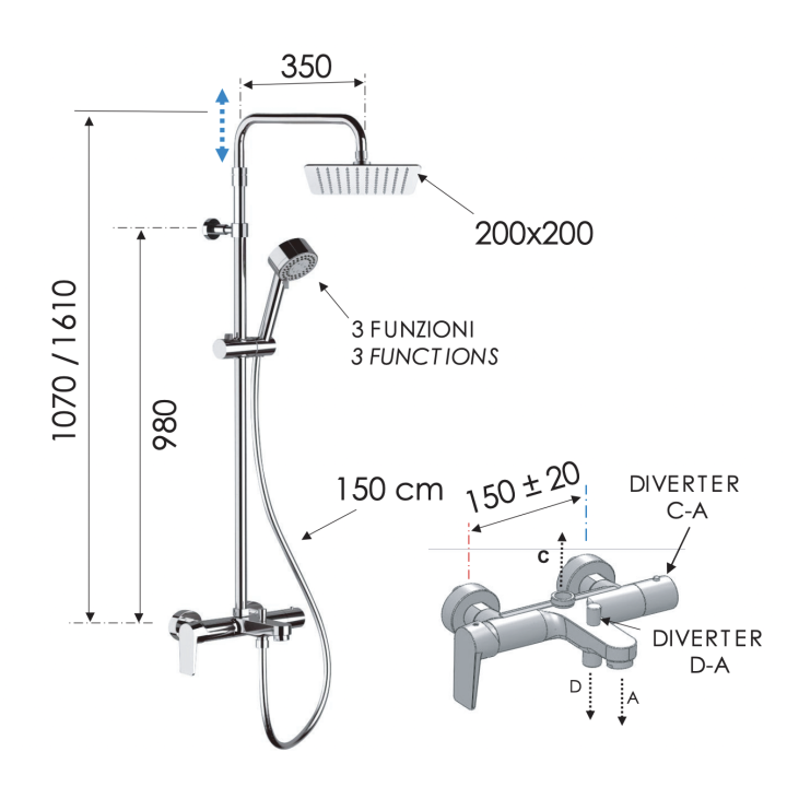 Душевая система Remer Rubinetterie Dream, D34AUFD20