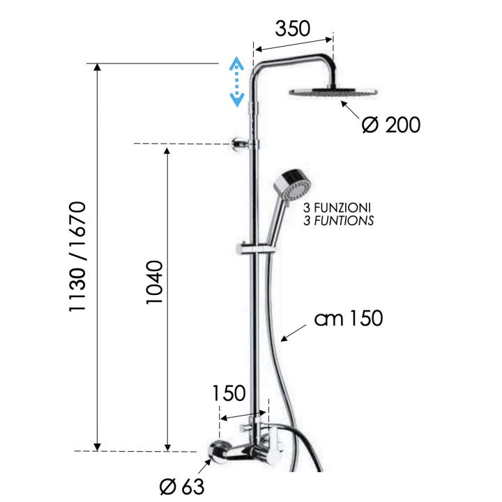 Душевая система Winner Remer Rubinetterie, W37AMD20
