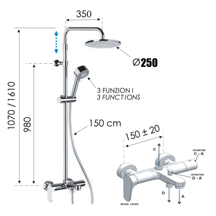 Душевая система Remer Rubinetterie L34AMD25