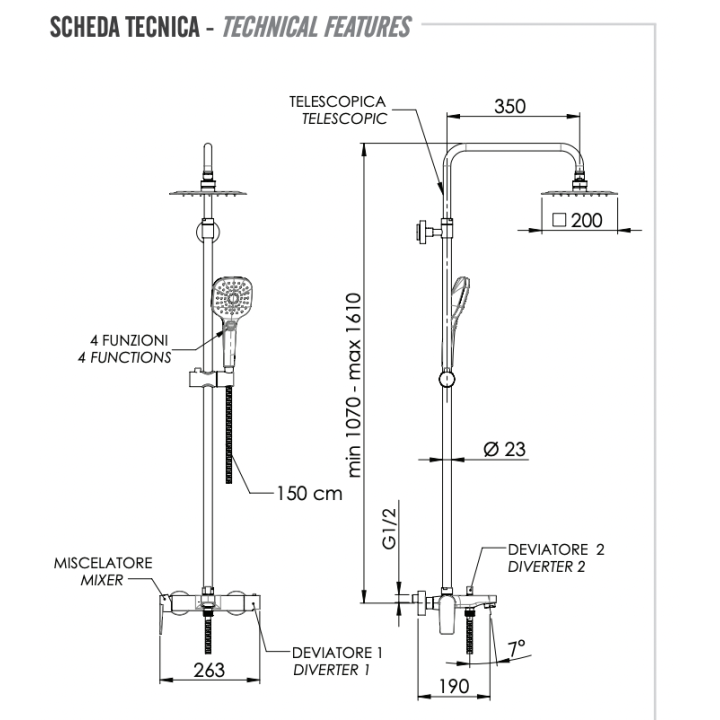 Душевая система Remer Dream D34A8MPUFM25T