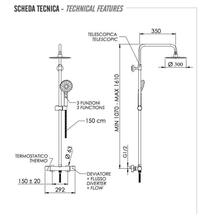 Душевая система Remer Elegance, EQ32A8MPMD30