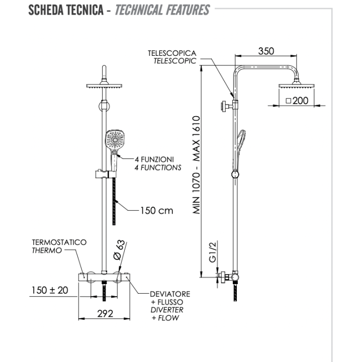 Душевая система Remer Elegance - EQ32A8CPSD20