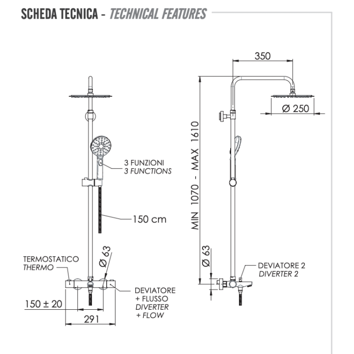 Душевая система Remer Rubinetterie EQ34A8MPUFM25G