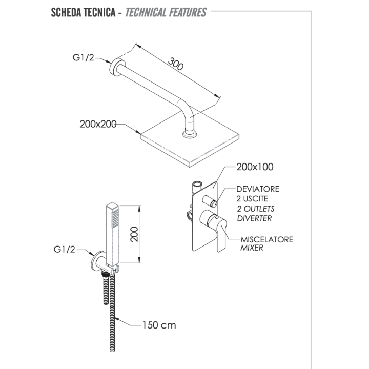 Душевая система Energy Remer Rubinetterie, EY09LS02O