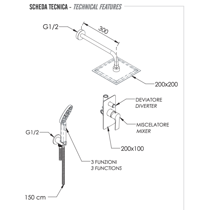 Душевая система Remer Energy хром EY09LS02UFS20