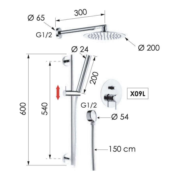 Душевая система Remer X Style хром, X09S01