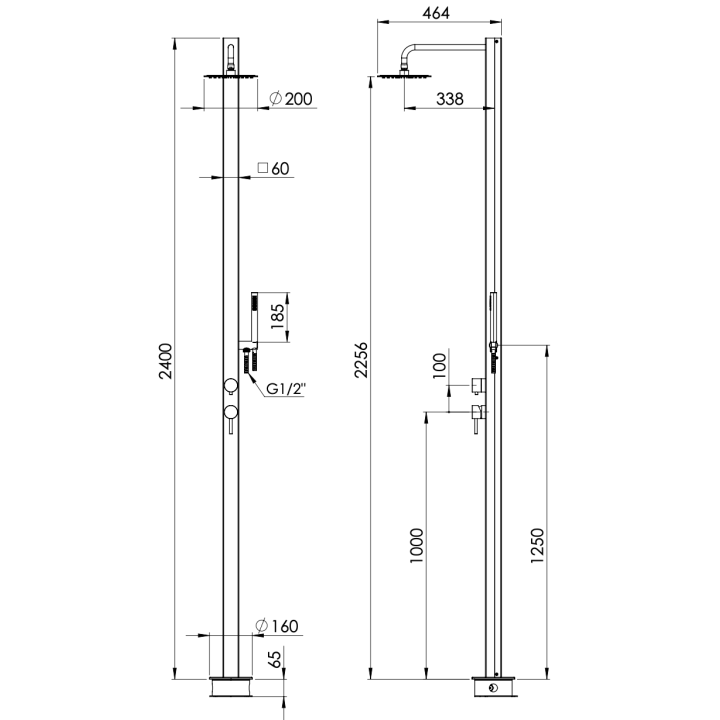 Душевая система Remer Rubinetterie INOX, SS331Q2L7MMUFM20