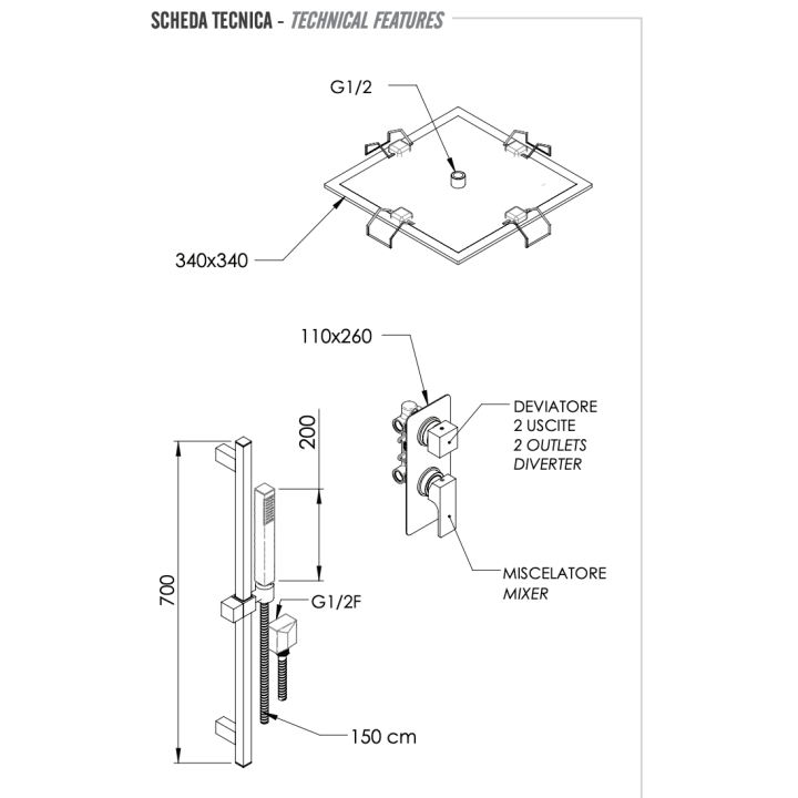 Душевая система Remer Rubinetterie AU92S01EFS34