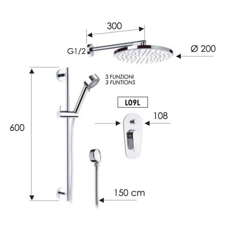 Душевая система Remer Rubinetterie Class Line, L09S01