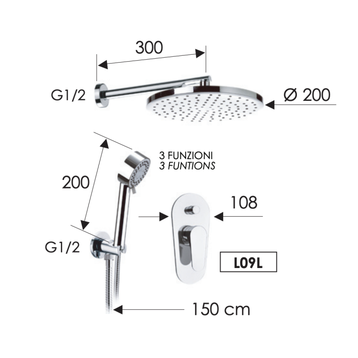 Душевая система Remer Rubinetterie, L09S02