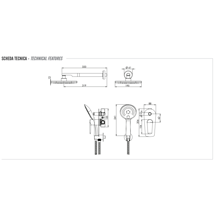 Душевая система Remer Rubinetterie Vanity, V09S02