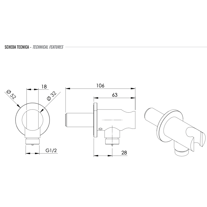 Remer Rubinetterie Держатель для душа inox, SS337M