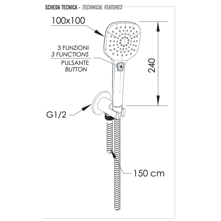 Душевой набор Remer Rubinetterie хром, 337M318CP